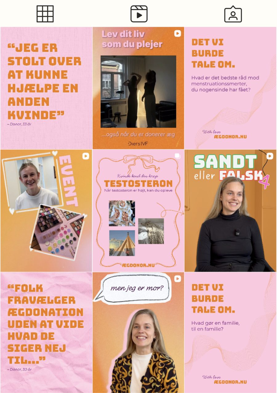 Ægdonor.nu Instagram feed after the rebrand