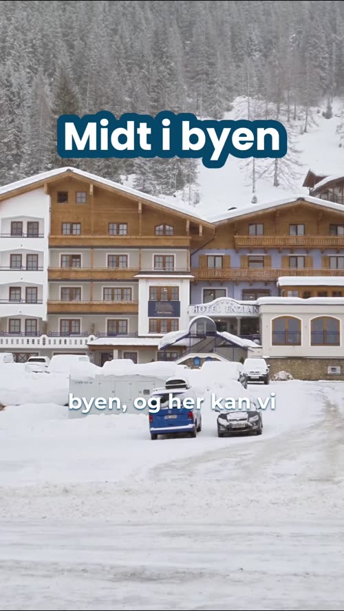 Hotel Enzian in the snow, filmed for Højmark Rejser